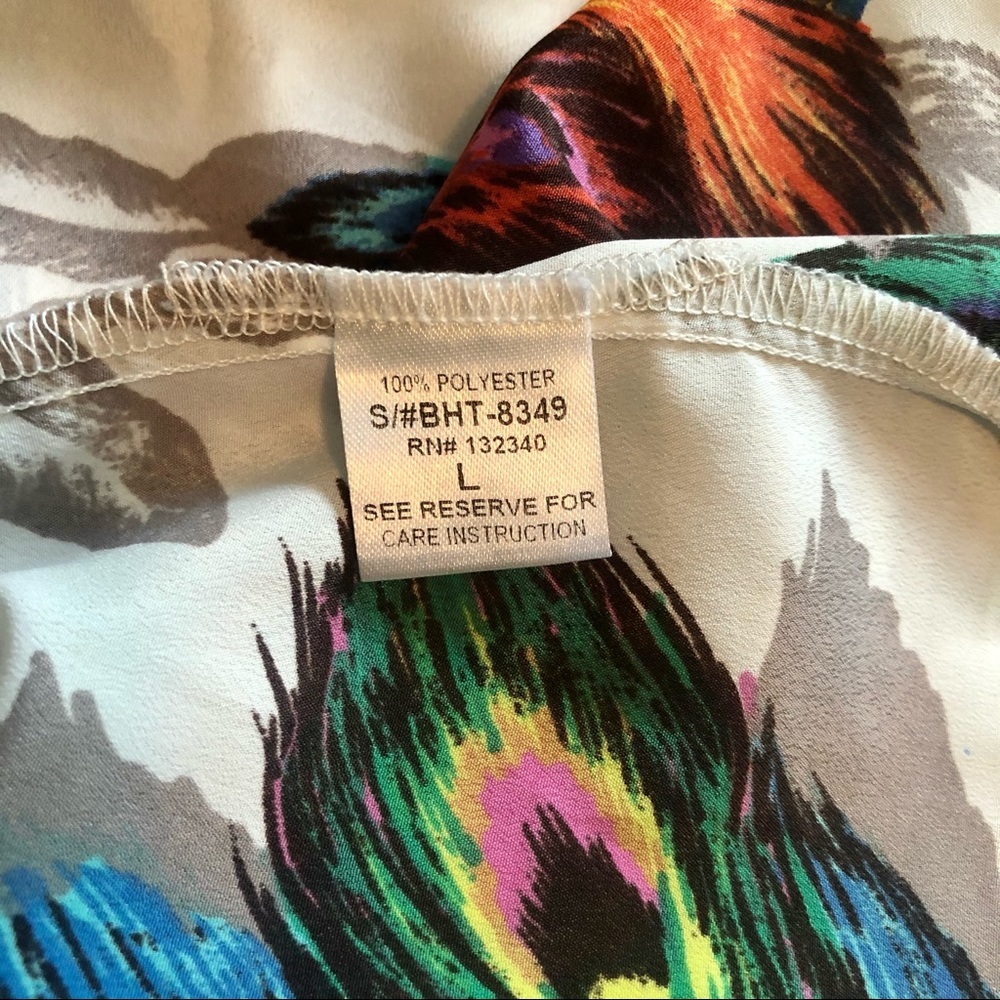 L Racer back, feather print, tank top - Picture 5 of 5